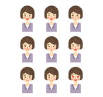 9款短发商务女子表情头像