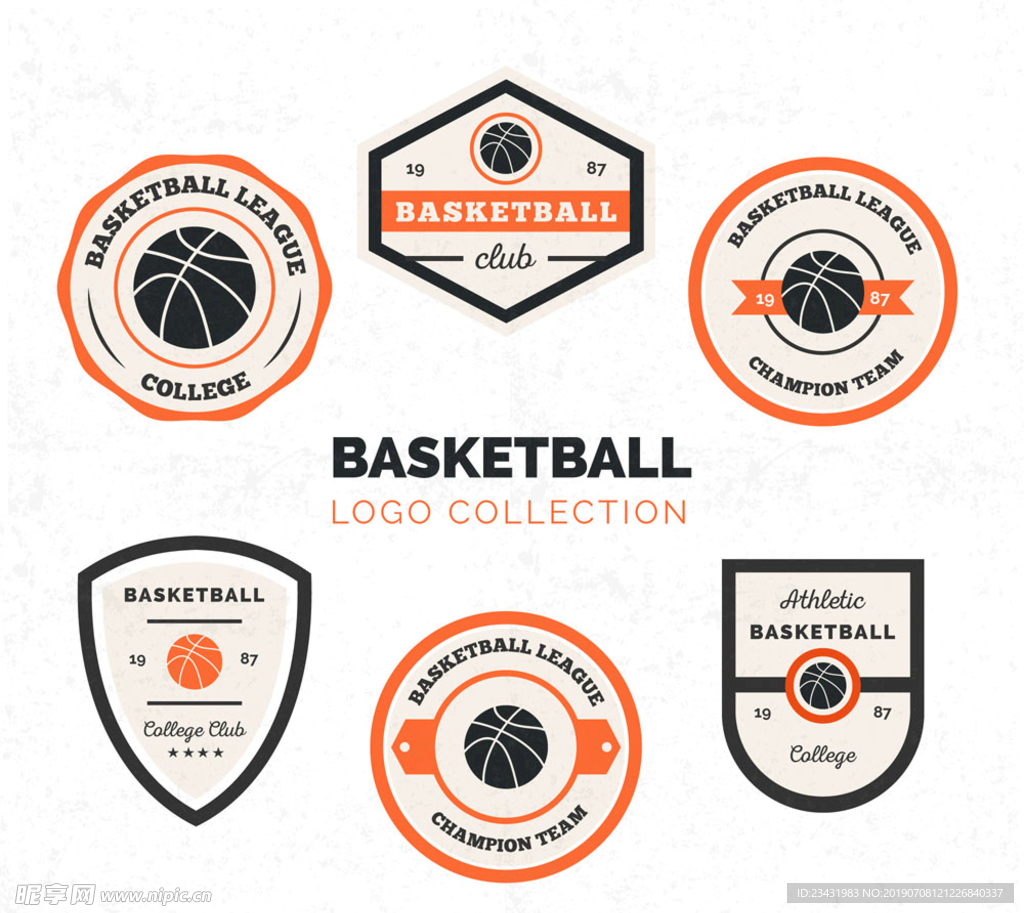 6款创意篮球俱乐部标志矢量素材