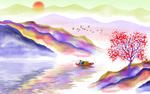 唯美七彩背景装饰画海报