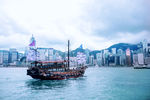 香港尖沙咀维多利亚港帆船海景