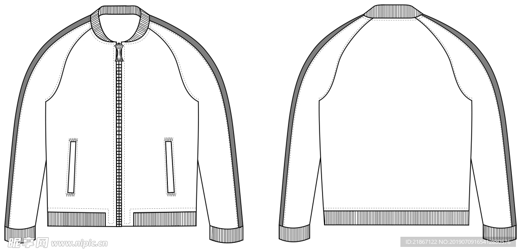 童装男女装运动夹克设计线稿