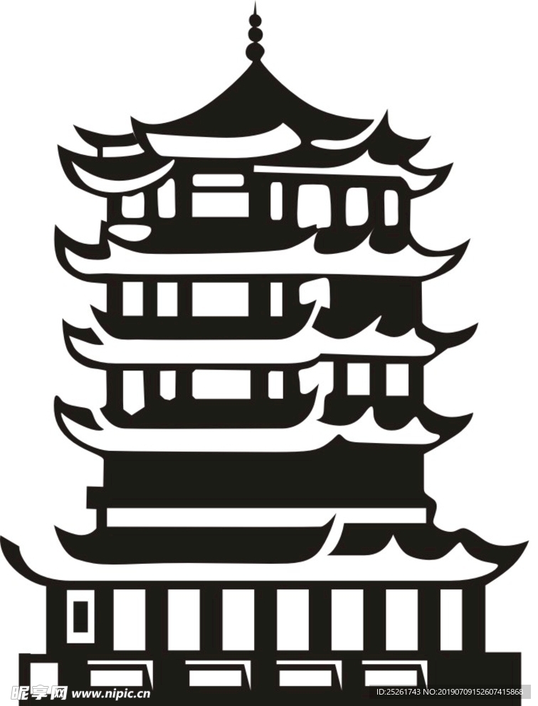 矢量黄鹤楼 武汉地标 城市地标