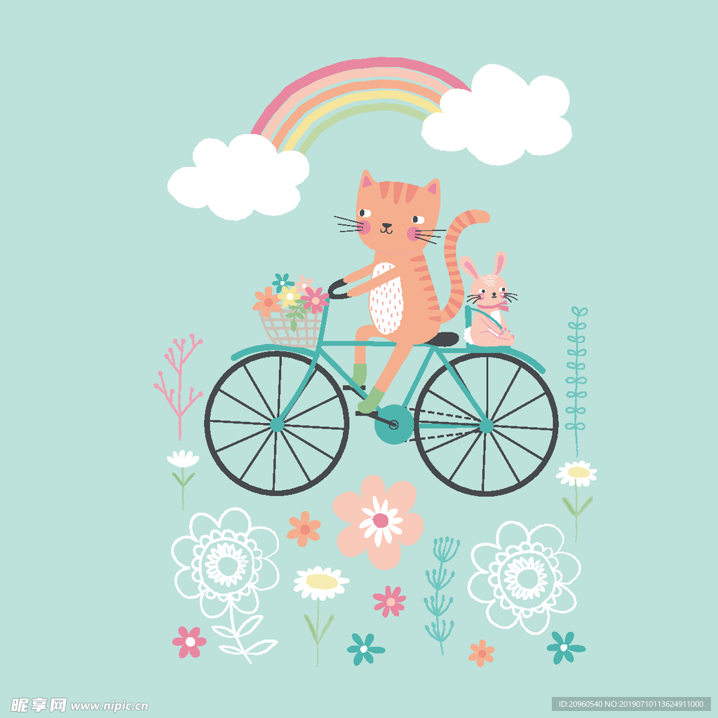 小花猫骑自行车