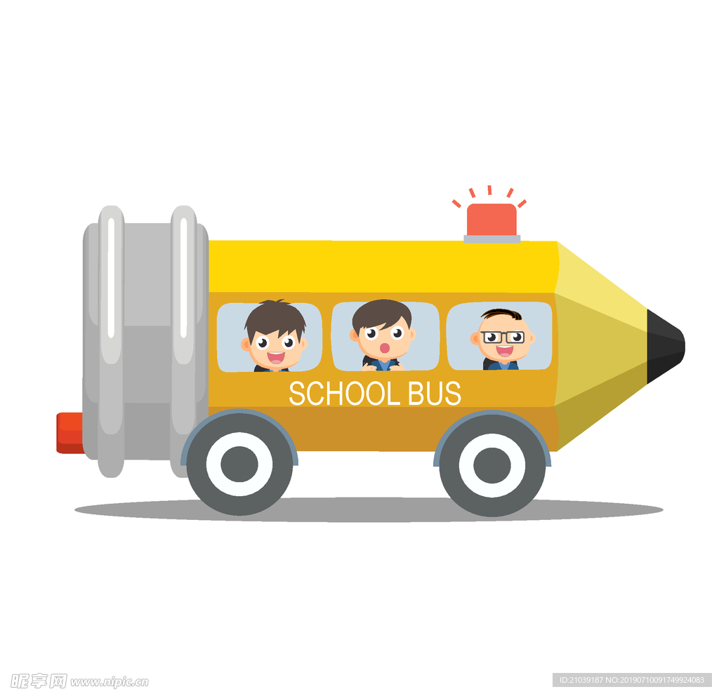 铅笔车 校车 儿童 卡通 车