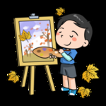 画画 秋天 树叶 儿童 画架