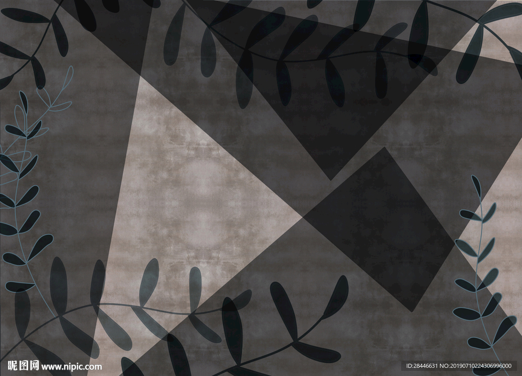 北欧简约时尚几何背景墙地画