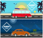 卡通旅游汽车banner