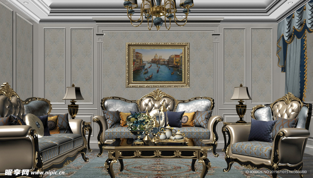 欧式古典客厅3d模型
