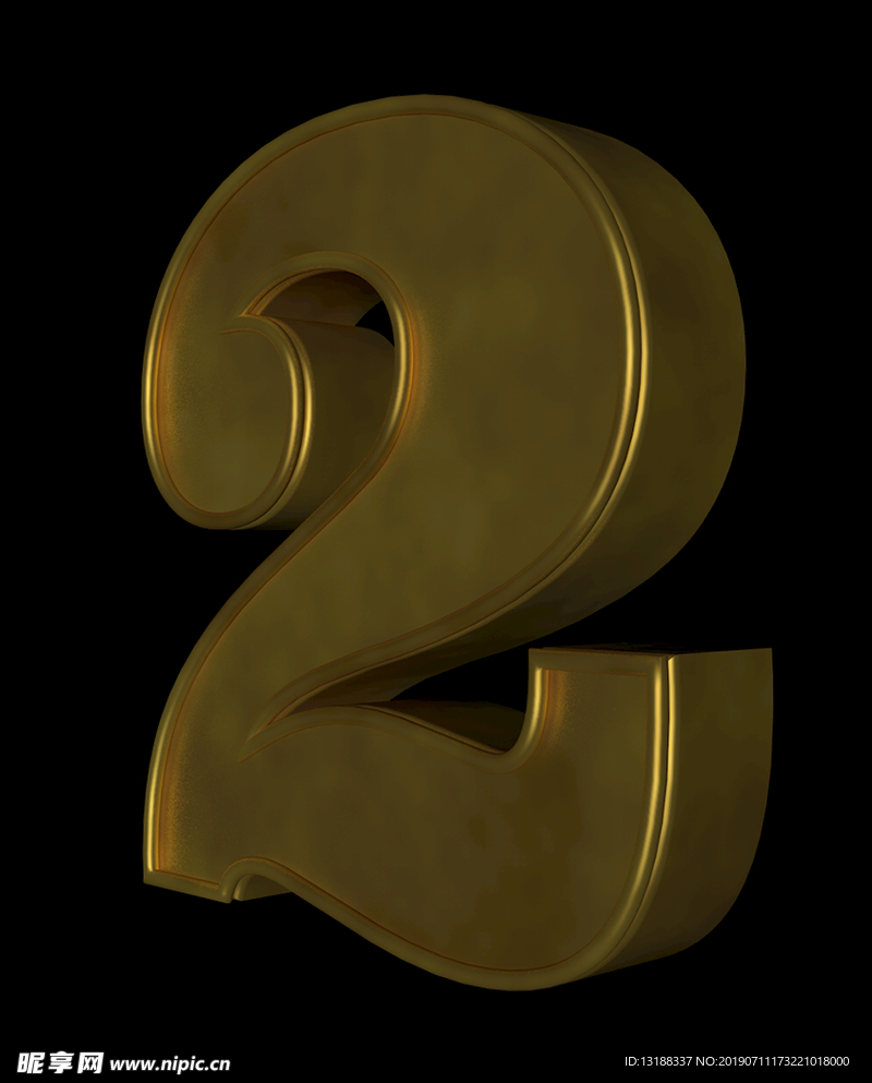 金色数字2