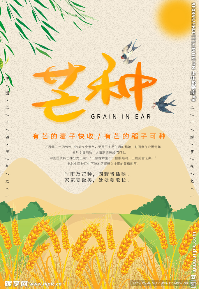 芒种海报 芒种素材 芒种背景素