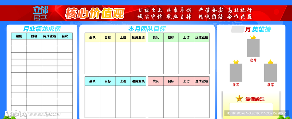 企业文化墙业绩榜