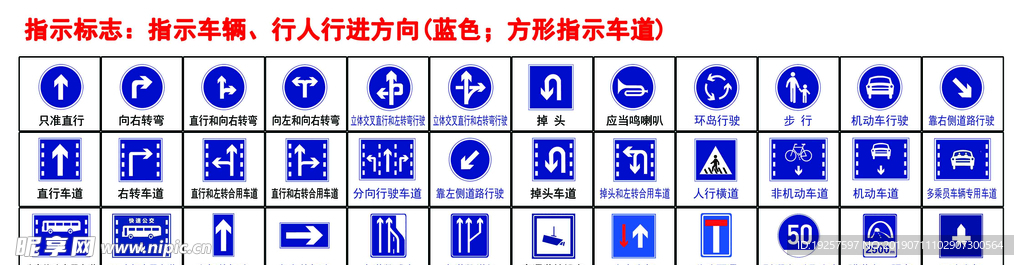 指示标志 指示车辆 行人行进方