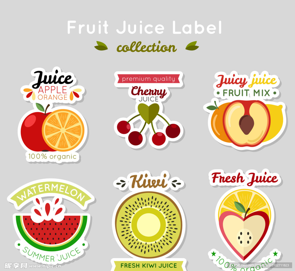 6款创意果汁标签矢量素材