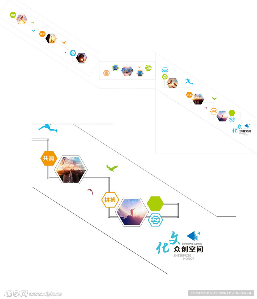 大气企业楼道文化励志背景墙立体