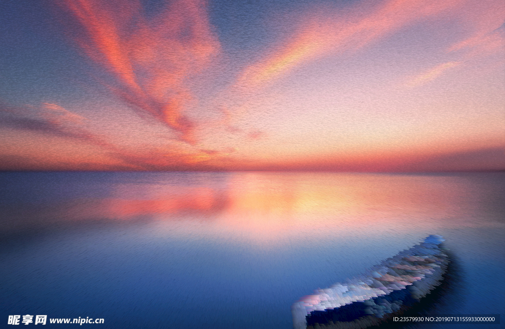 抽象夕阳湖背景