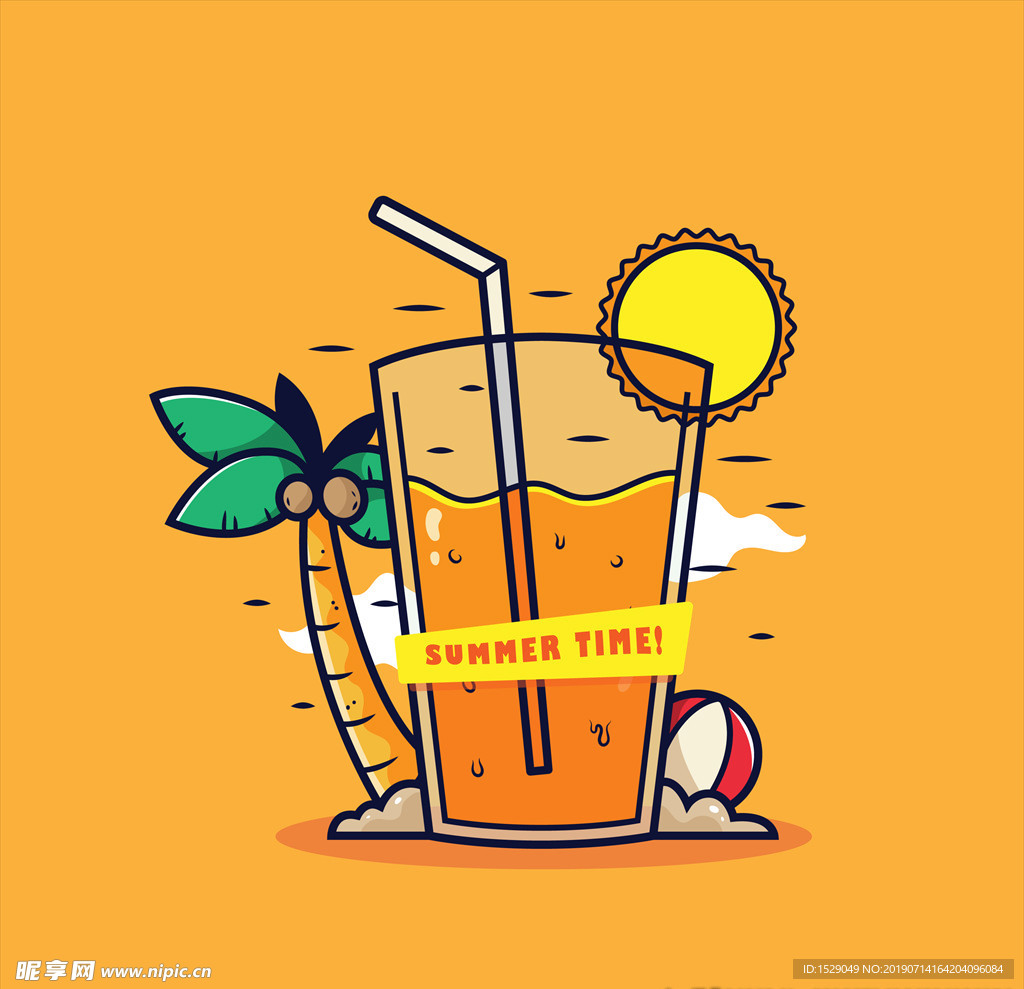 手绘夏天果汁