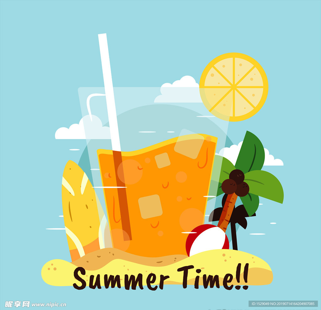 手绘夏天果汁