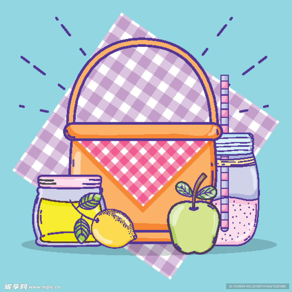 手绘夏天果汁