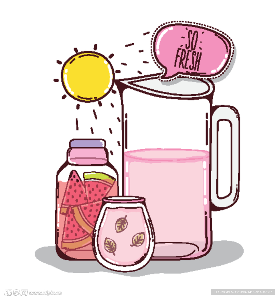 手绘夏天果汁