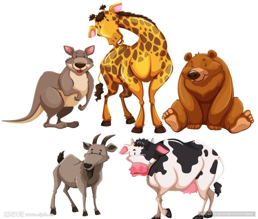 Q版小动物插图(梅花鹿、兔子、狐狸、大象、松鼠、臭鼬)儿童插图_北极熊素材库