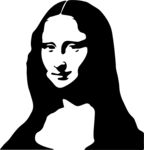 蒙娜丽莎微笑剪影黑白矢量图