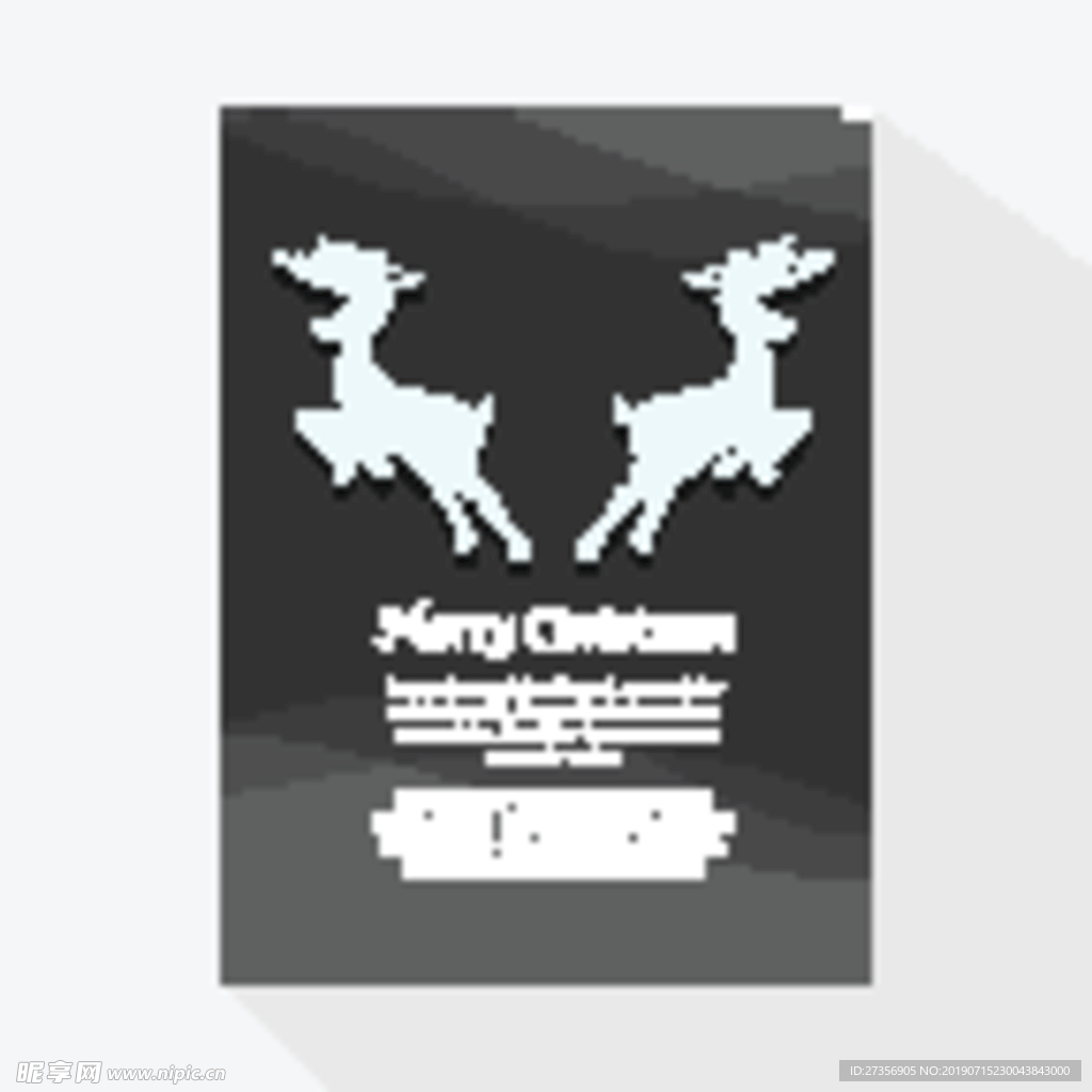 灰色圣诞贺卡对称鹿