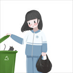 女孩丢垃圾