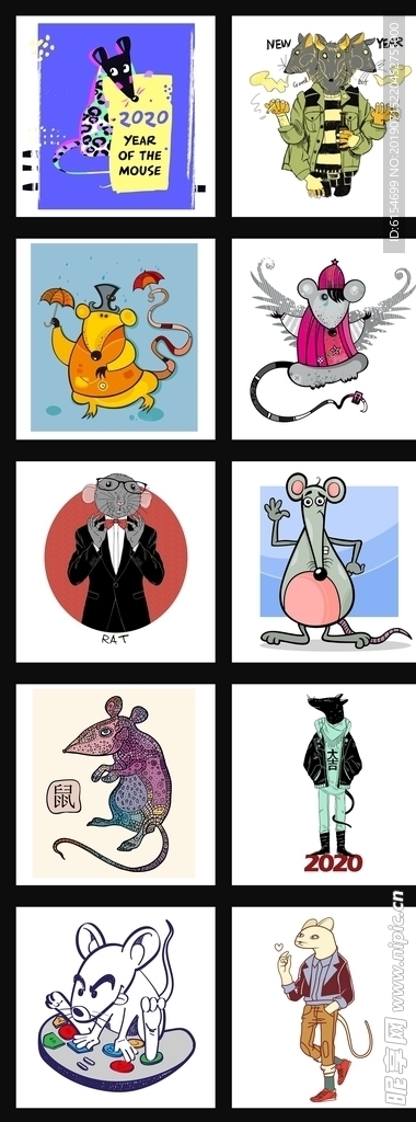 趣味创意卡通老鼠图案组合
