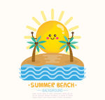 可爱夏季沙滩和太阳