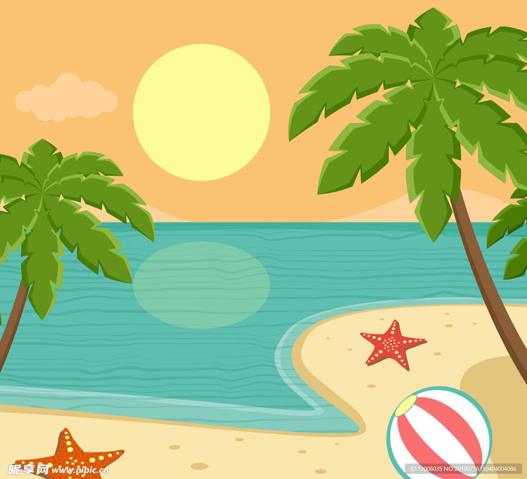创意夏季椰子树沙滩风景