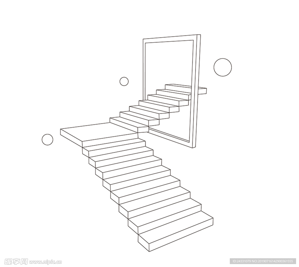 通向门的楼梯线稿