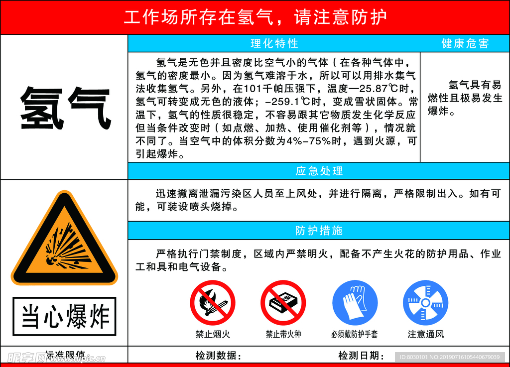 氢气危害告知牌