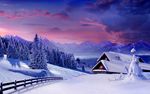 高清晰冬季雪屋壁纸