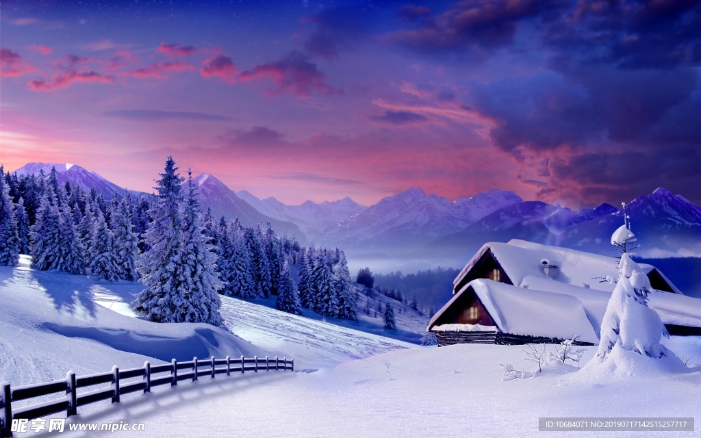 高清晰冬季雪屋壁纸