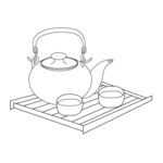 矢量线描茶具