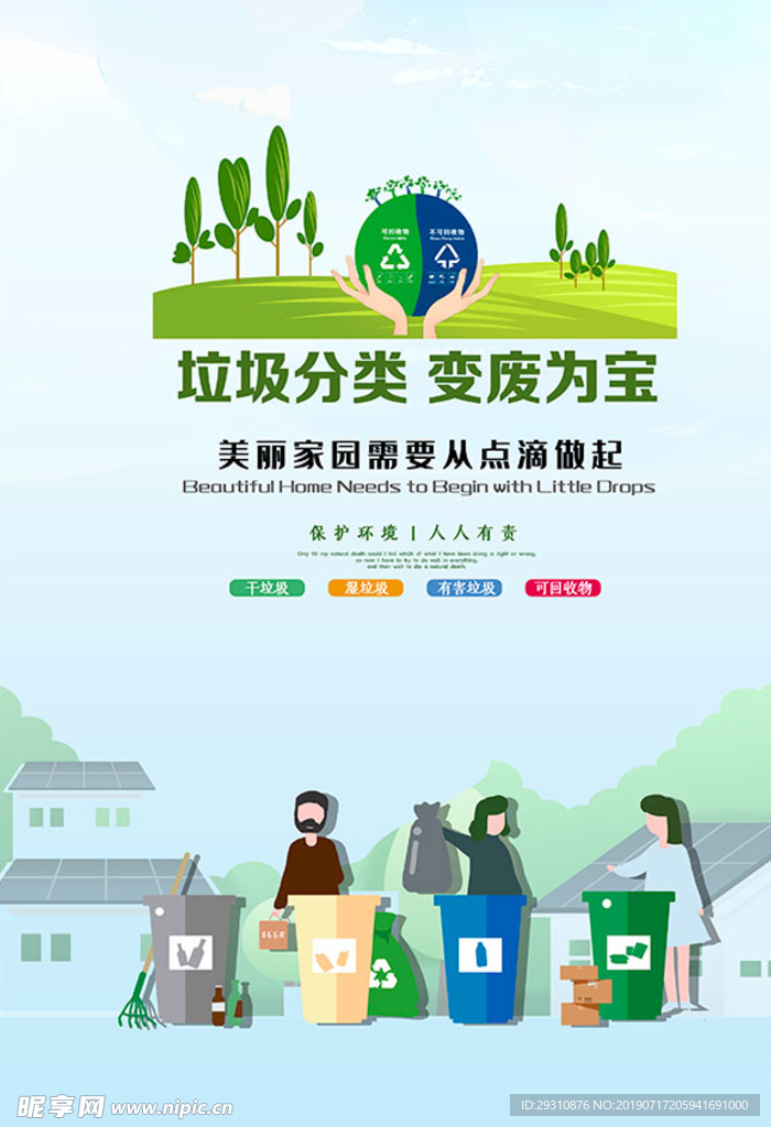 垃圾分类变废为宝海报