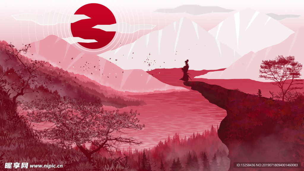 彩色山谷插画