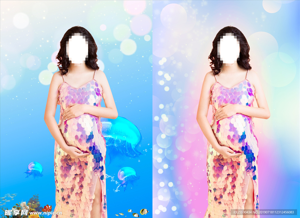 孕妇照写真背景模板人物可替换