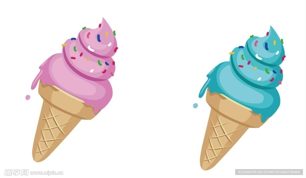 彩色卡通冰淇淋手绘