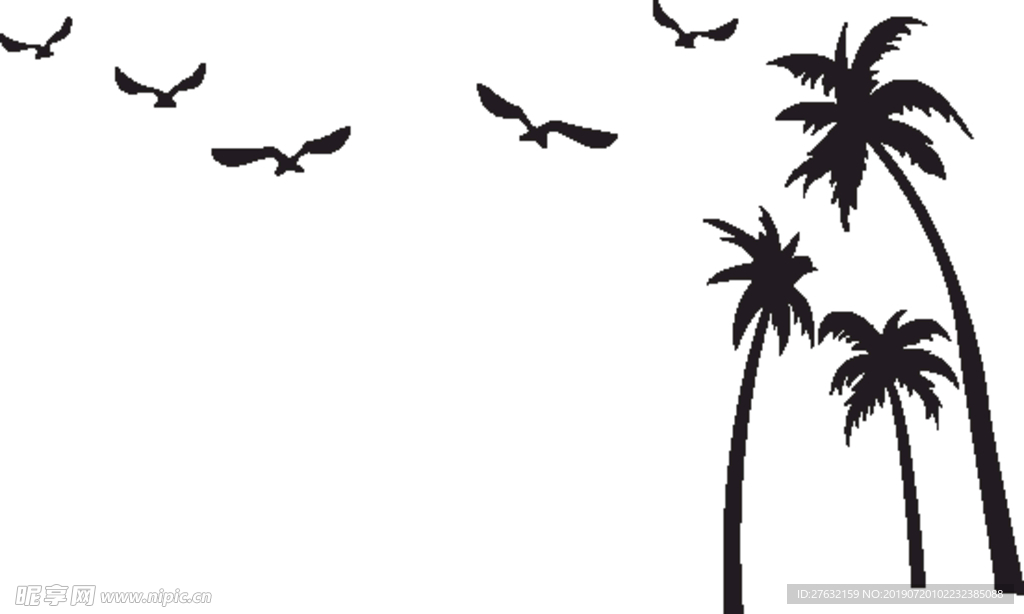 海鸥 椰子树