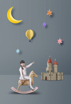 六一 儿童 人物 城堡 星星