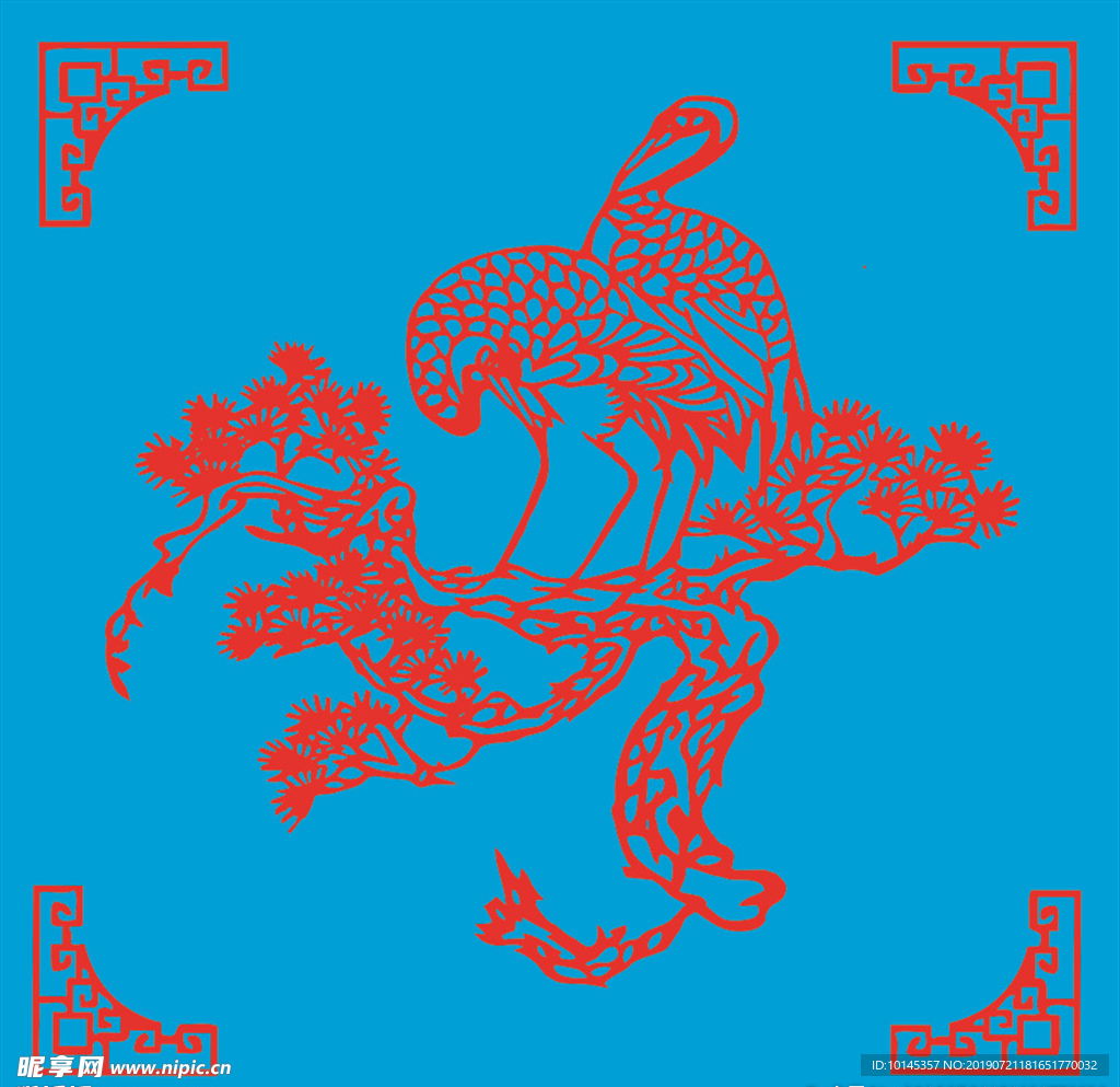 松鹤剪纸