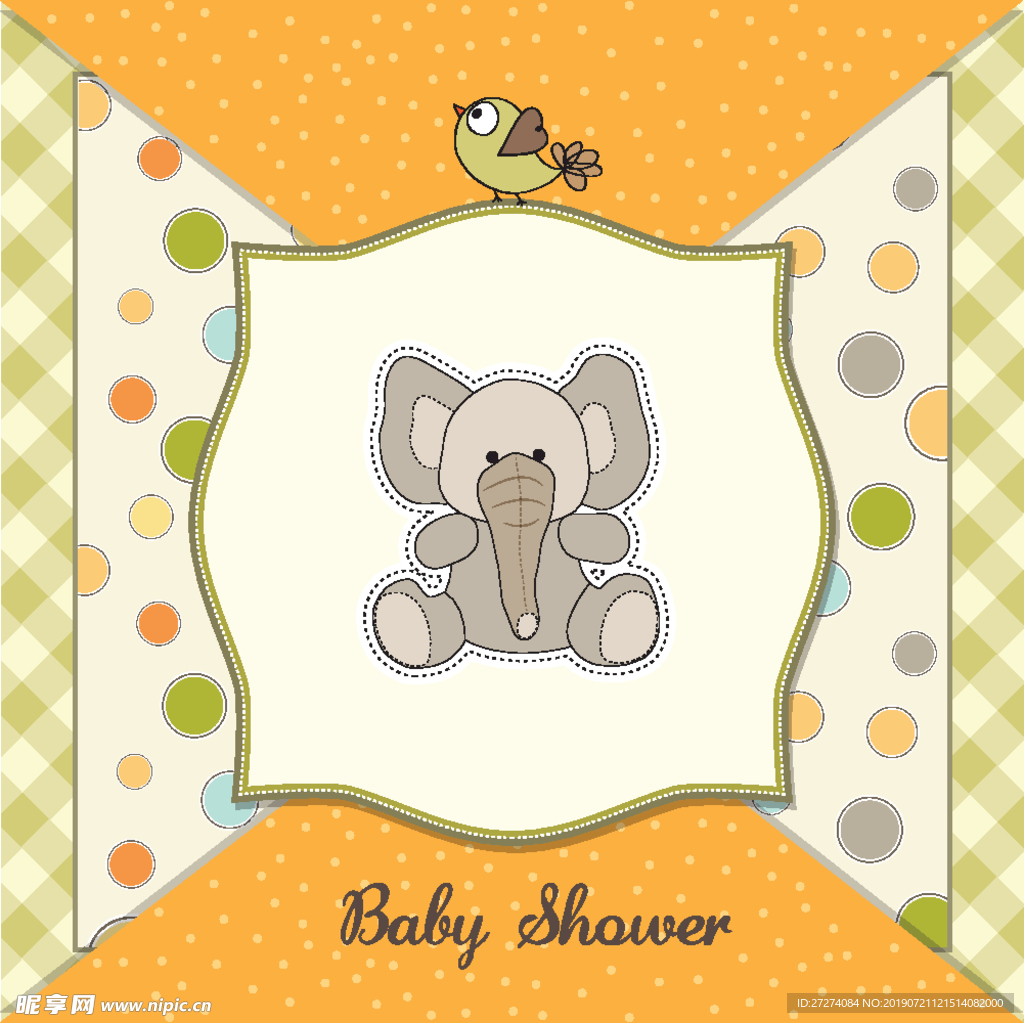 泰迪大象婴儿洗澡卡