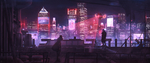 城市夜景插画