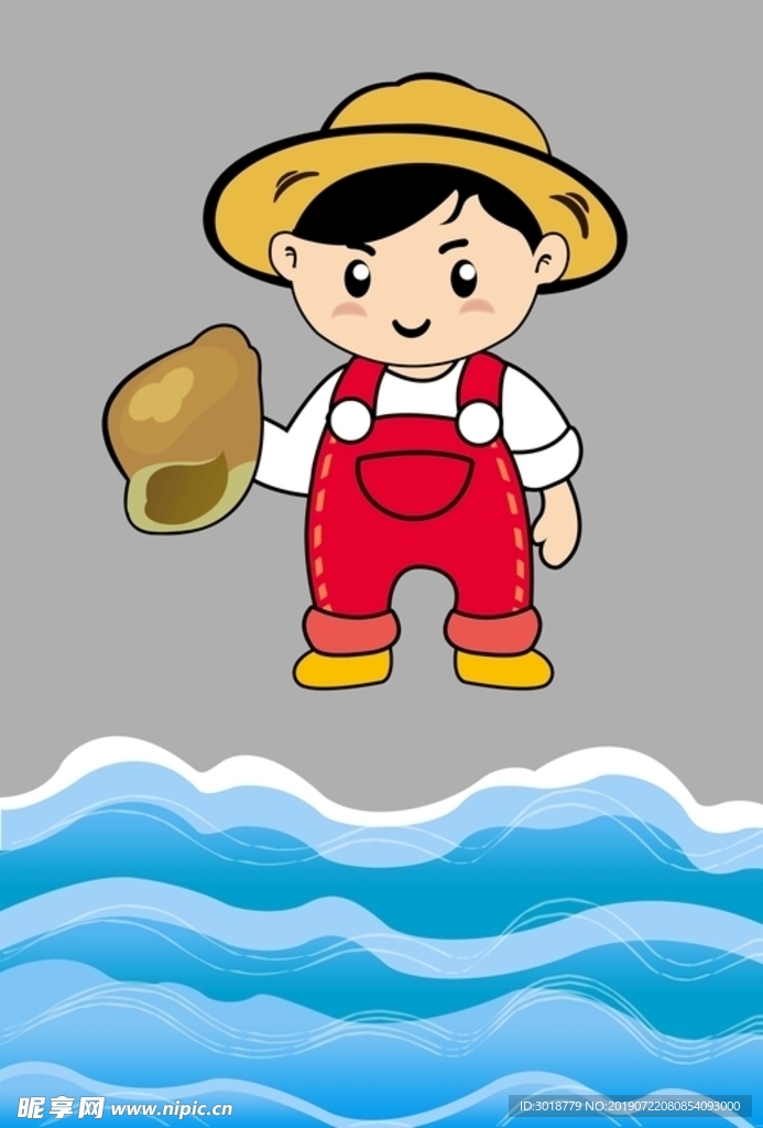 卡通男孩海浪