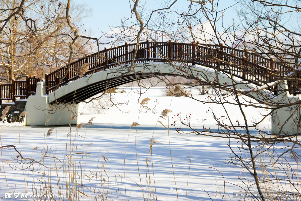 雪湖上的桥
