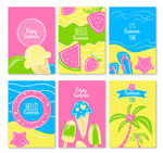 6款彩绘夏季元素卡片