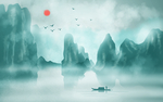 中国风禅意山水背景