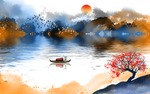 中国风禅意山水背景