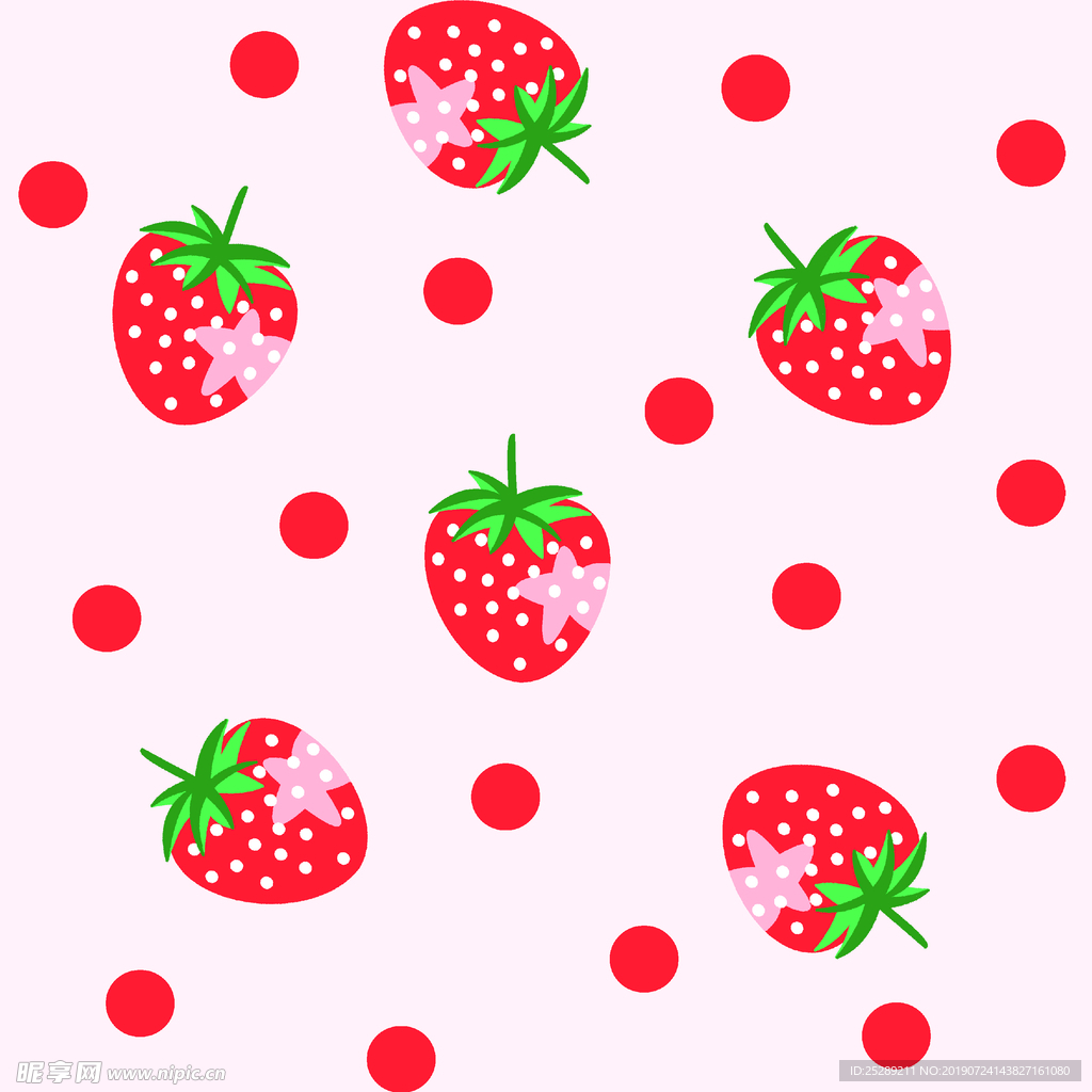 草莓 小清新背景 图案手绘